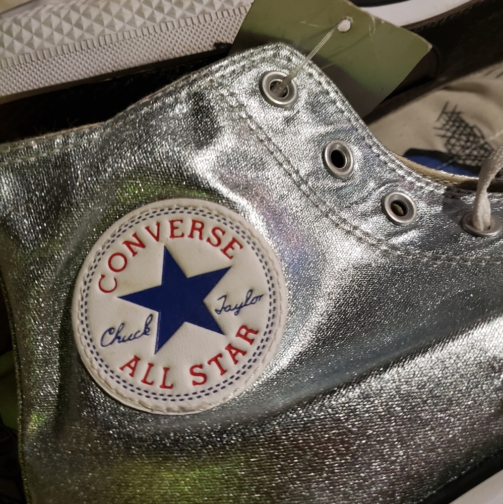 Sparkling Silver Converse All Star Hightops